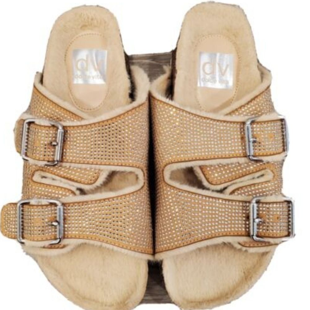 DOLCE VITA Bonita fuzzy footbed slides 6 or 6.5